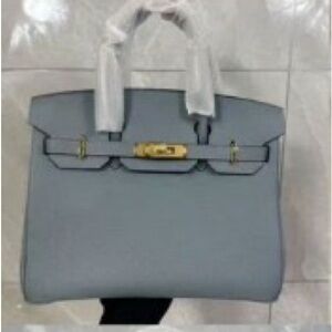 Hermes Mini Top-Handle Bag in Light Blue with Gold Hardware